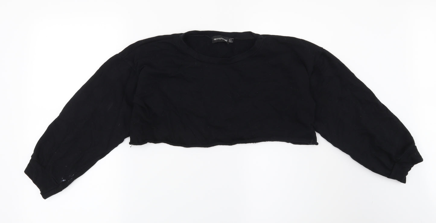 PRETTYLITTLETHING Womens Black   Pullover Sweatshirt Size 6