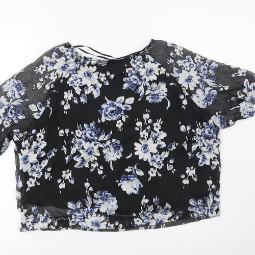 New Look Womens Black Floral  Basic Blouse Size 8