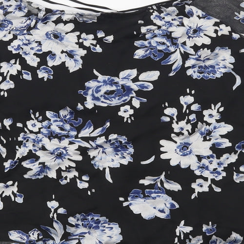 New Look Womens Black Floral  Basic Blouse Size 8