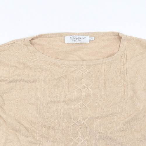 Reflect Womens Beige Geometric  Pullover Jumper Size L