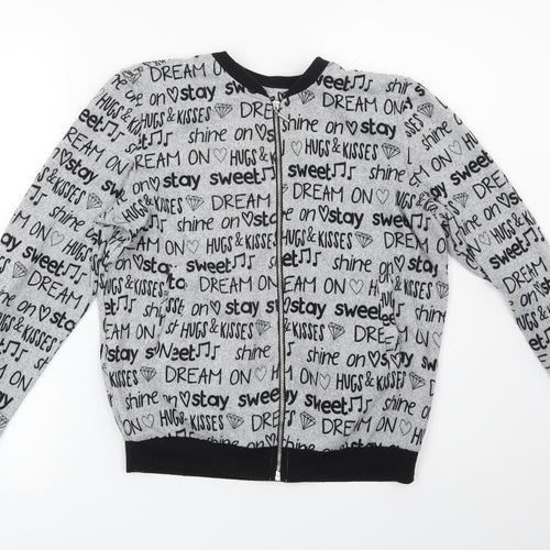 Sinsay Womens Grey Geometric  Full Zip Sweatshirt Size XS  - Dream