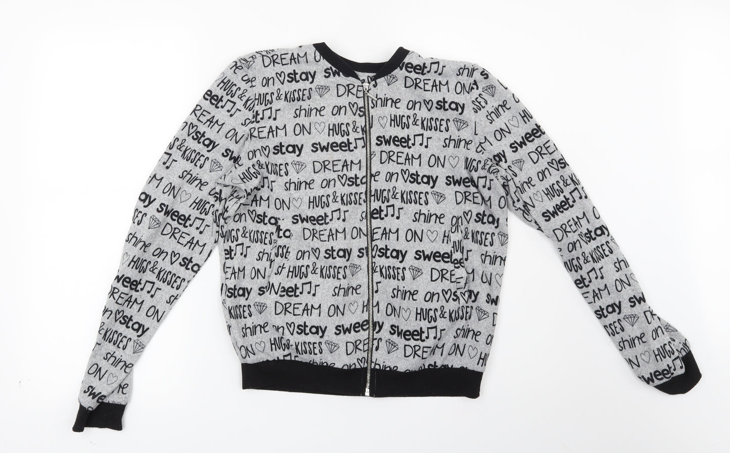 Sinsay Womens Grey Geometric  Full Zip Sweatshirt Size XS  - Dream