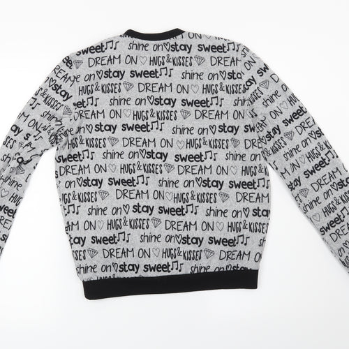 Sinsay Womens Grey Geometric  Full Zip Sweatshirt Size XS  - Dream
