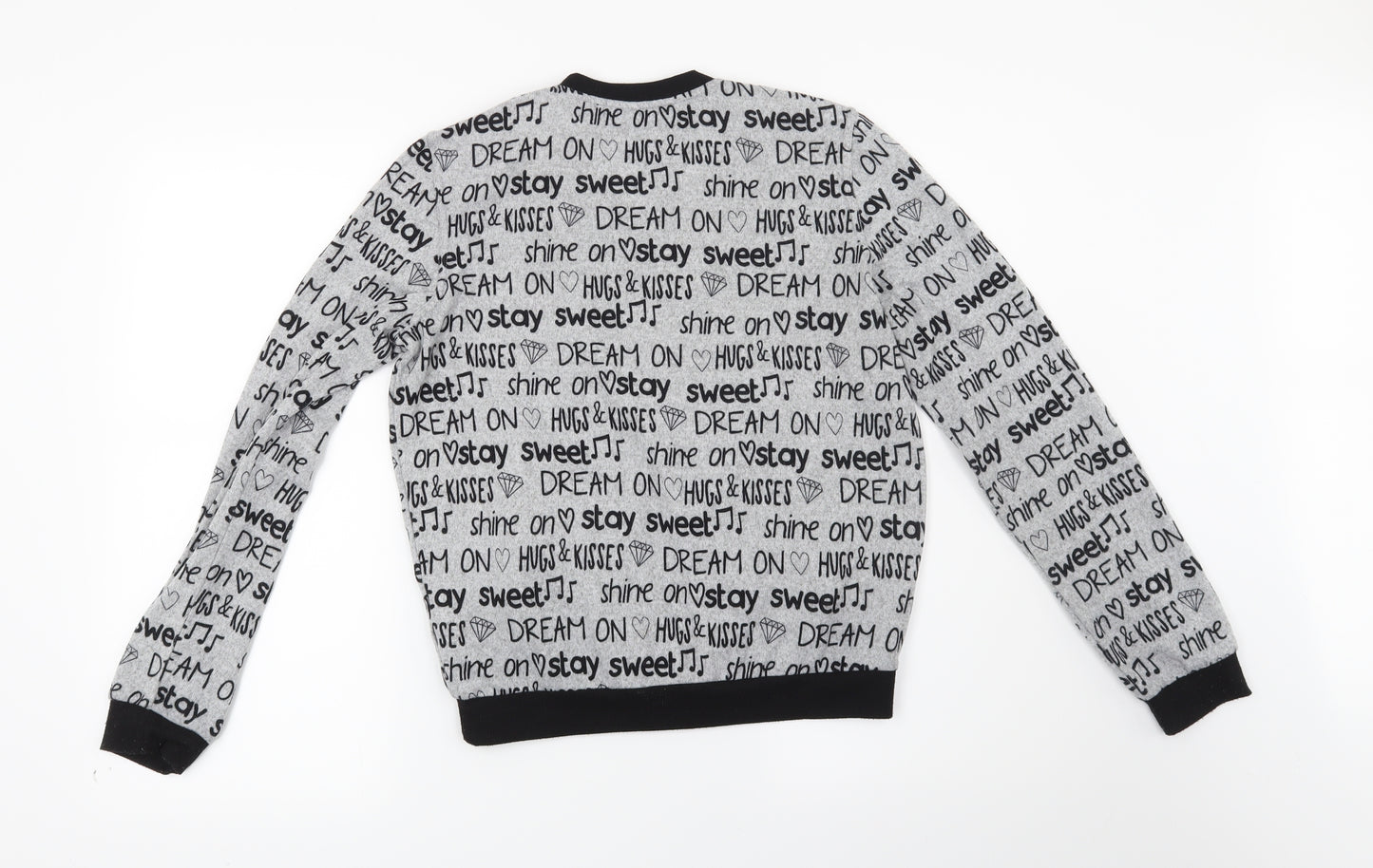 Sinsay Womens Grey Geometric  Full Zip Sweatshirt Size XS  - Dream