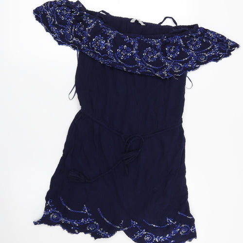 Red Herring Womens Blue Floral  Playsuit One-Piece Size 8