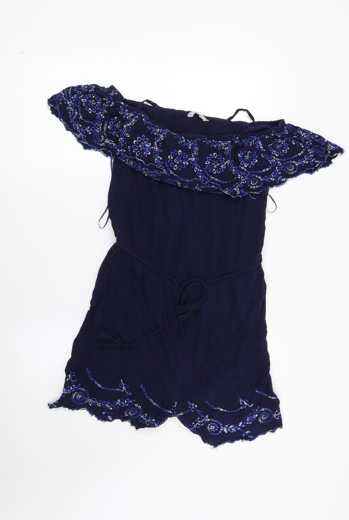 Red Herring Womens Blue Floral  Playsuit One-Piece Size 8