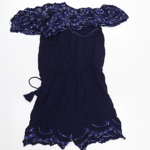 Red Herring Womens Blue Floral  Playsuit One-Piece Size 8