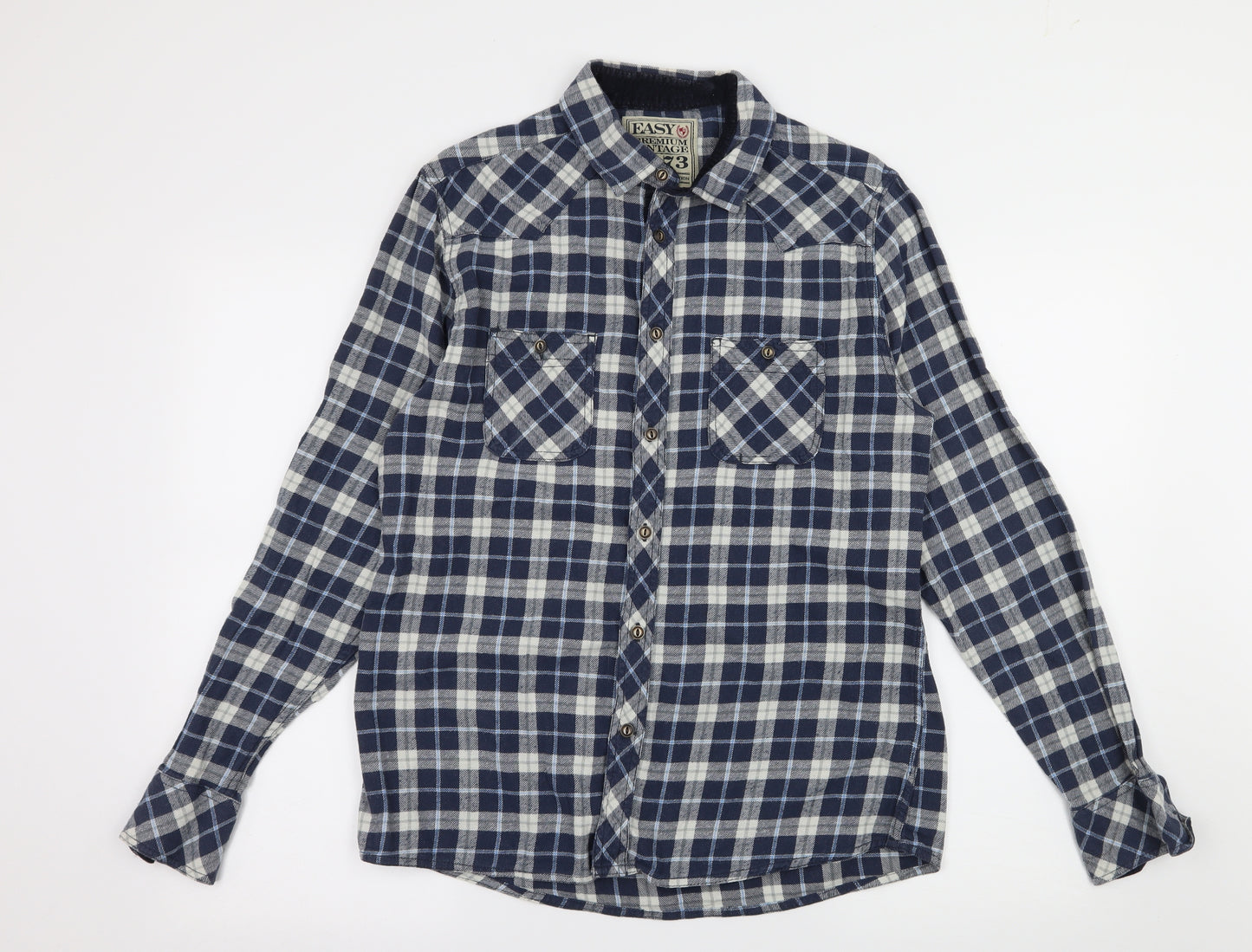 Easy Mens Black    Button-Up Size M