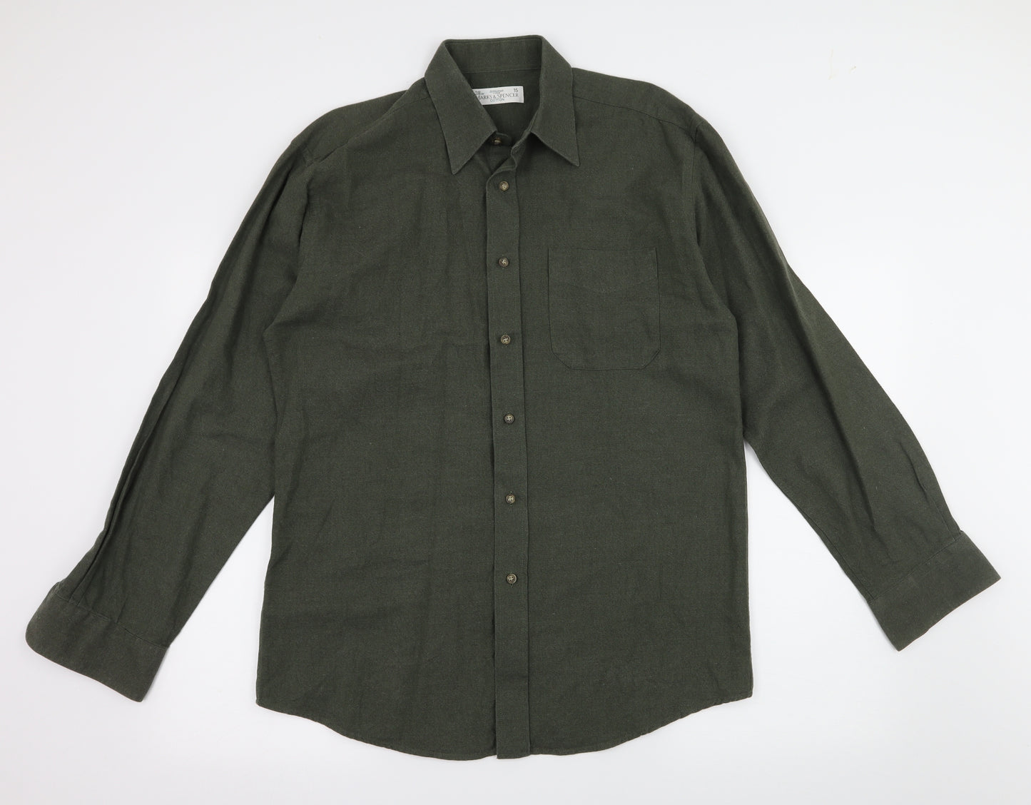 Marks and Spencer Mens Green    Dress Shirt Size 15