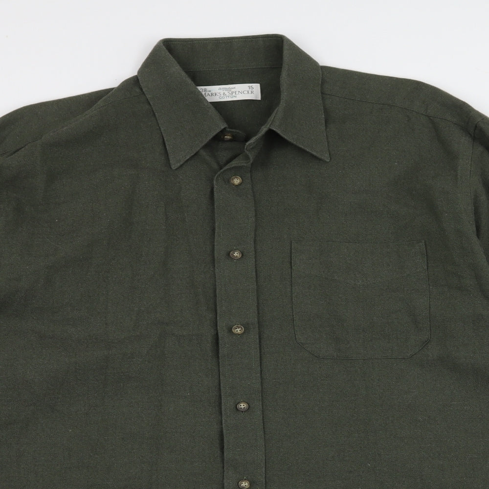 Marks and Spencer Mens Green    Dress Shirt Size 15