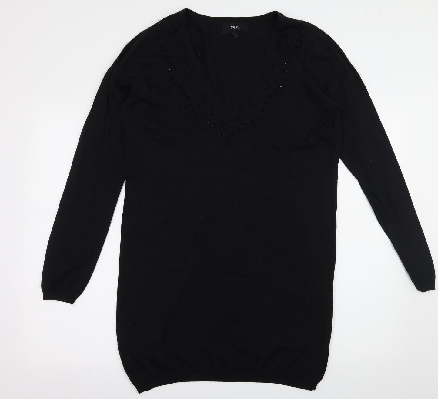 NEXT Womens Black  Knit Pullover Jumper Size 14