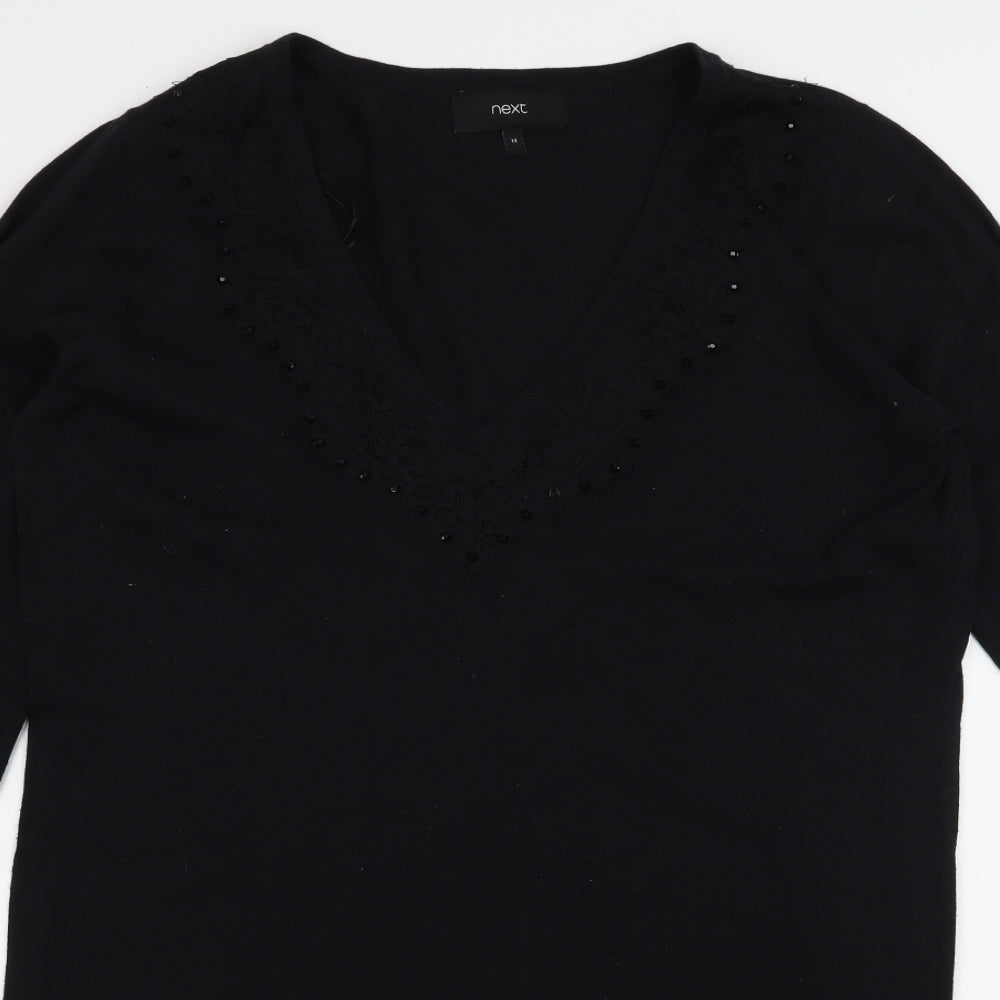 NEXT Womens Black  Knit Pullover Jumper Size 14