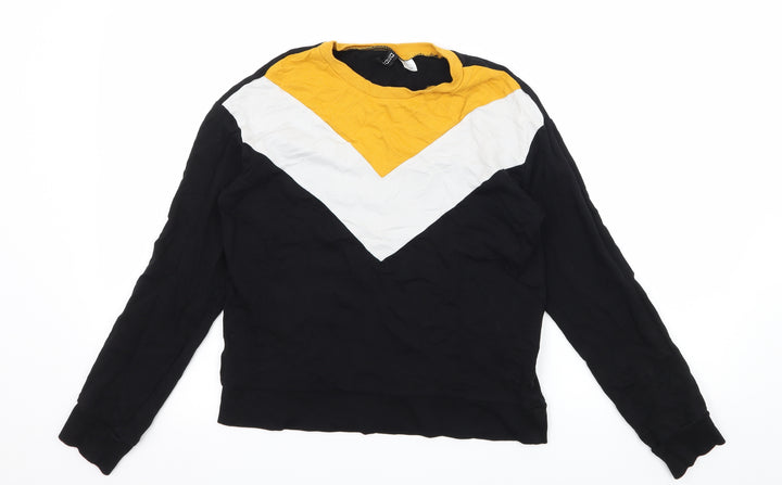 Divided by H&M Womens Black Striped Jersey Pullover Sweatshirt Size XS
