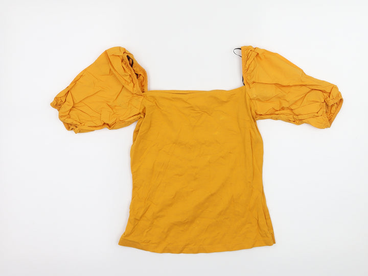 H&M Womens Yellow  Jersey Basic Blouse Size XS