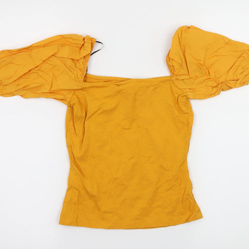 H&M Womens Yellow  Jersey Basic Blouse Size XS