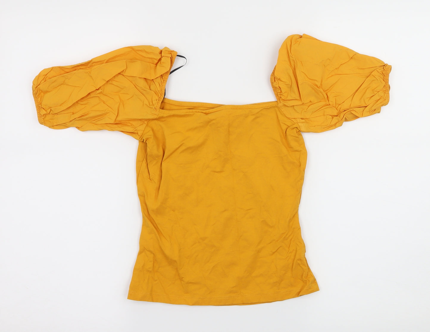 H&M Womens Yellow  Jersey Basic Blouse Size XS