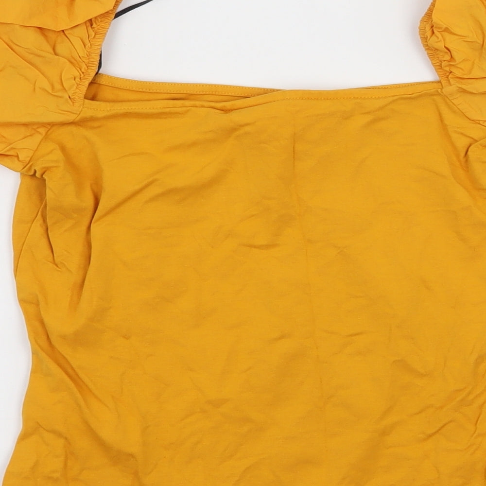 H&M Womens Yellow  Jersey Basic Blouse Size XS
