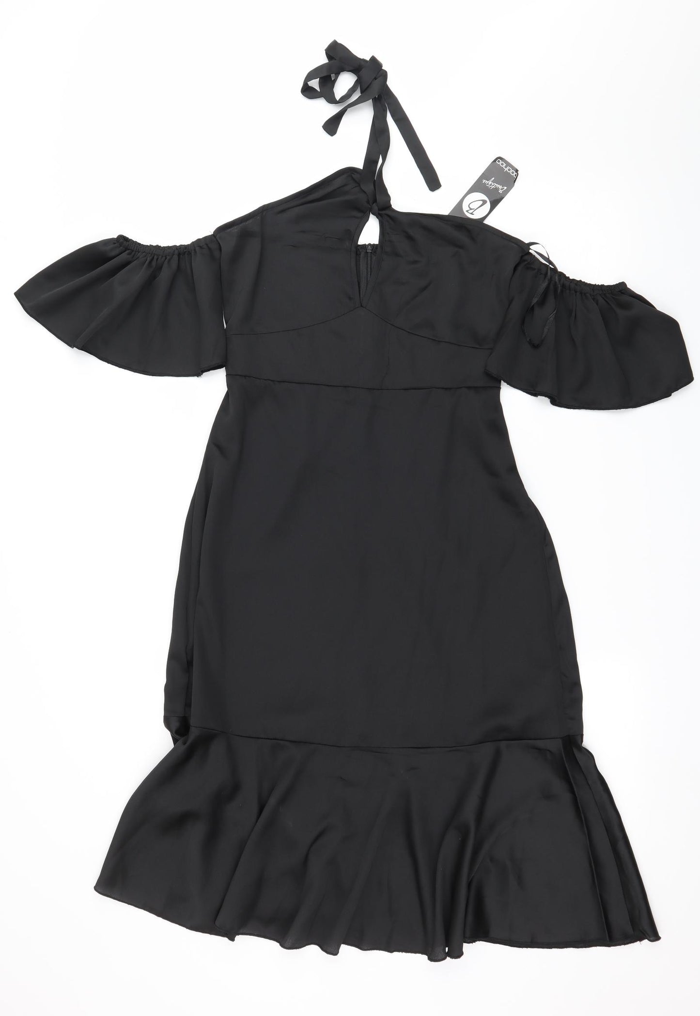 Boohoo Womens Black  Satin Bodycon  Size 8