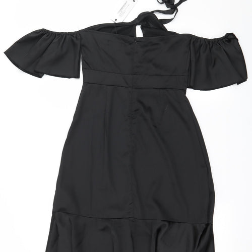 Boohoo Womens Black  Satin Bodycon  Size 8