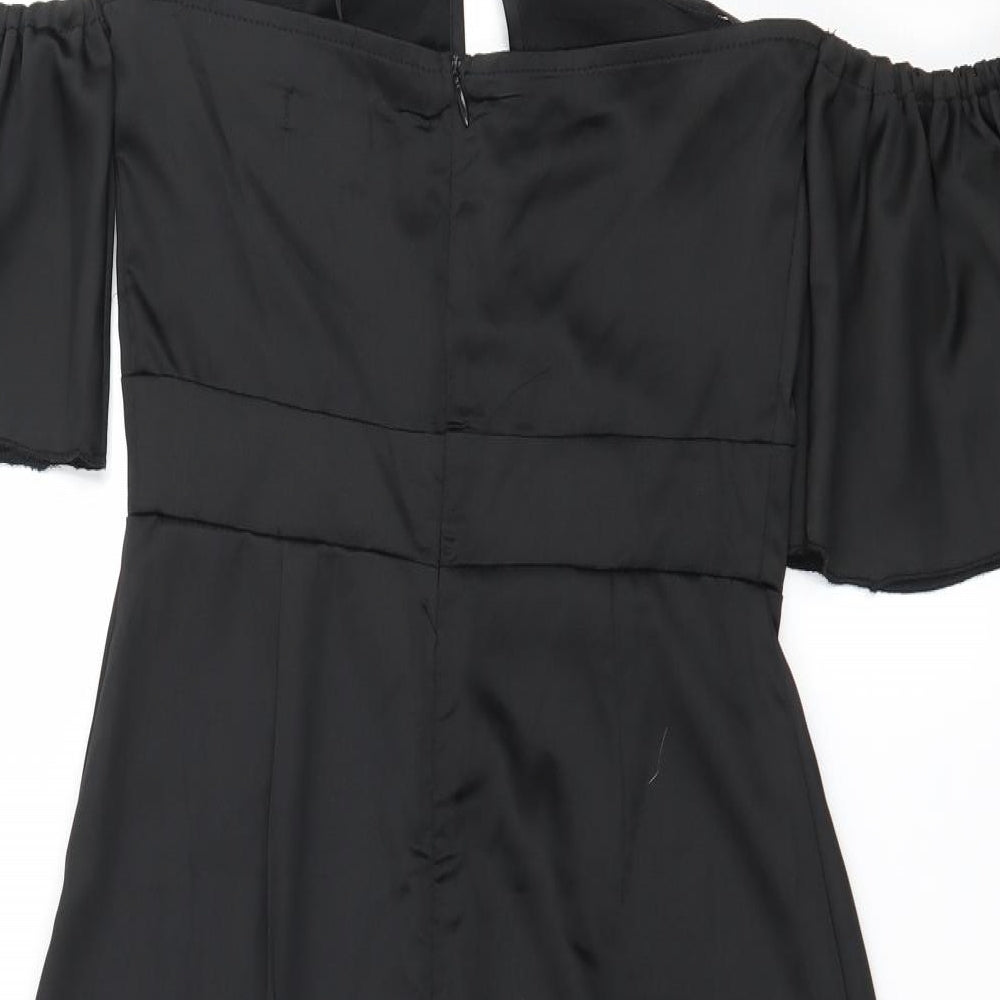 Boohoo Womens Black  Satin Bodycon  Size 8