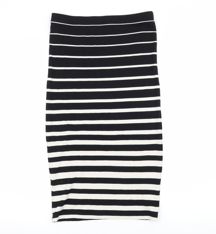 Sports Girl Womens Black Striped Jersey Straight & Pencil Skirt Size XS