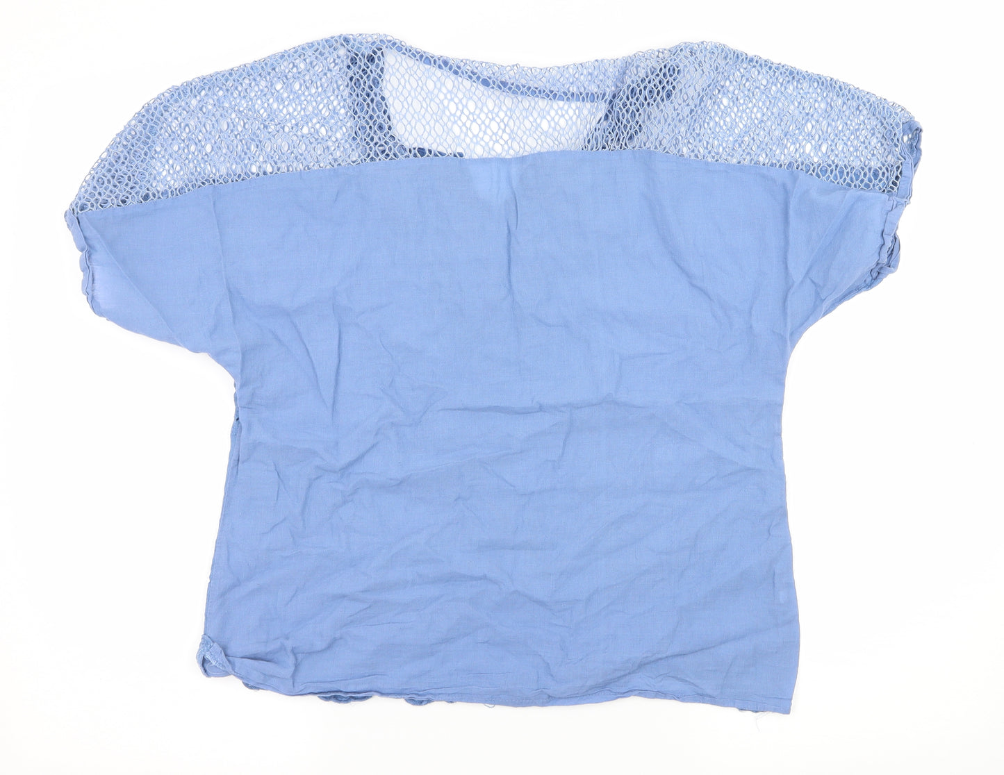 Preworn Womens Blue Floral Jersey Basic Blouse Size L