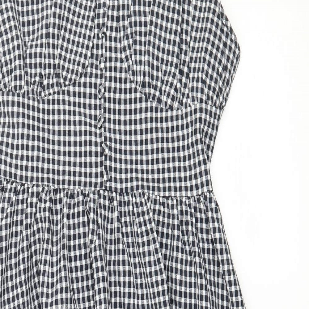 Nasty Gal Womens Blue Check  Fit & Flare  Size 4
