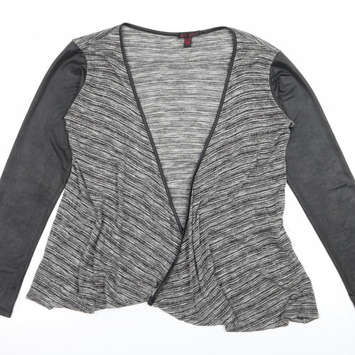 Mandi Womens Grey Striped Knit Cardigan Jumper Size 8