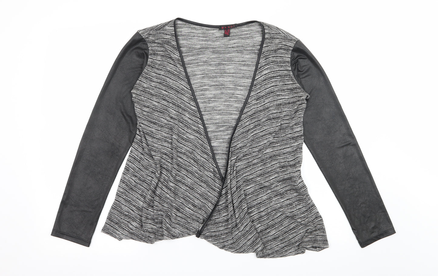 Mandi Womens Grey Striped Knit Cardigan Jumper Size 8