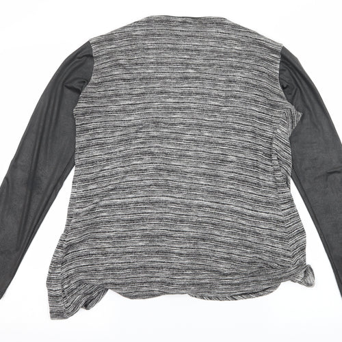 Mandi Womens Grey Striped Knit Cardigan Jumper Size 8