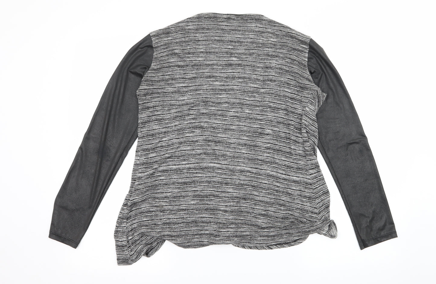 Mandi Womens Grey Striped Knit Cardigan Jumper Size 8