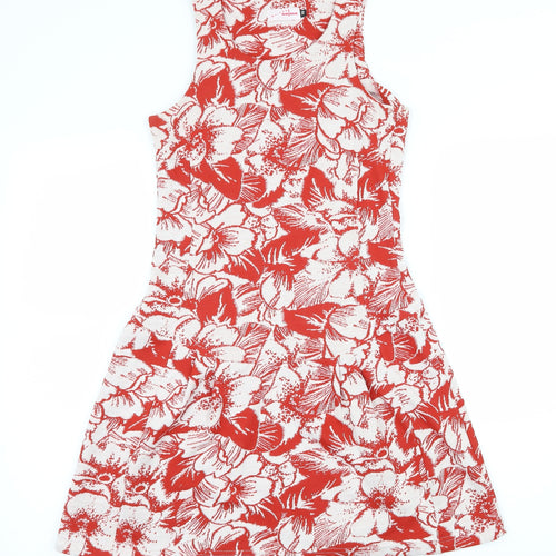 Najma Womens Red Floral Jersey T-Shirt Dress  Size 8