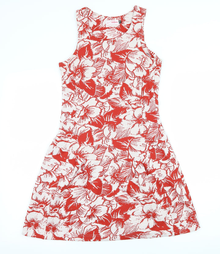 Najma Womens Red Floral Jersey T-Shirt Dress Size 8