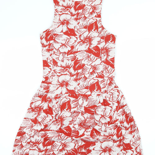 Najma Womens Red Floral Jersey T-Shirt Dress  Size 8