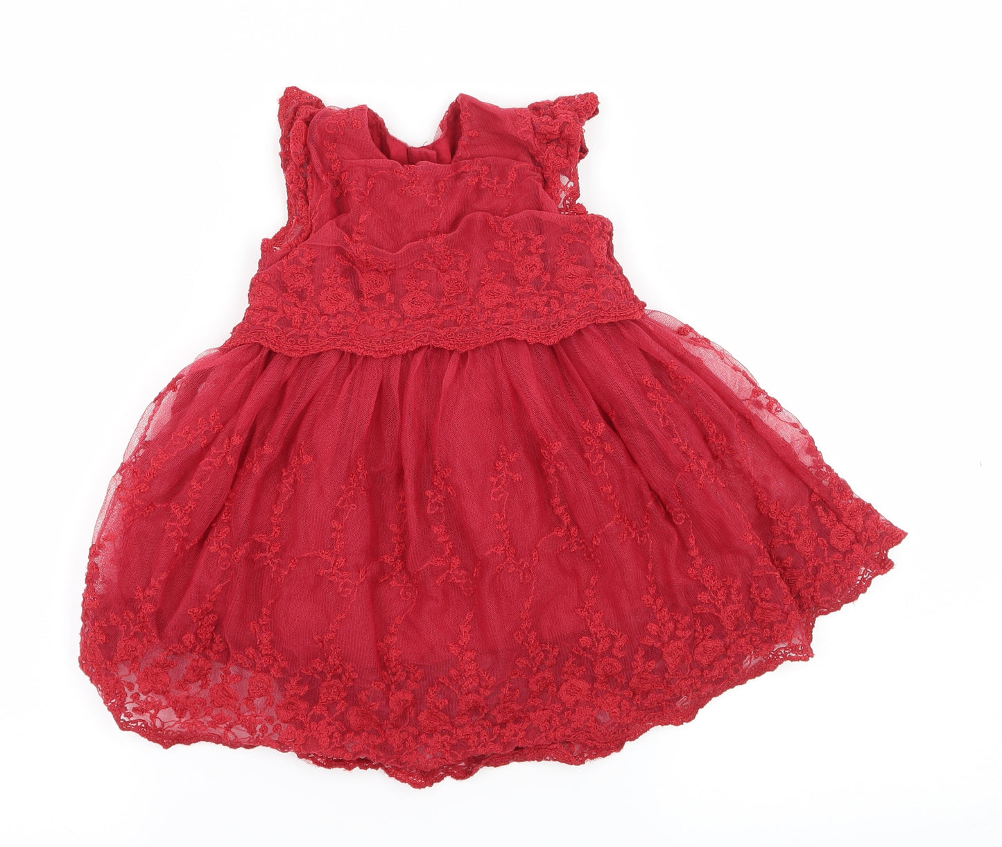 Matalan Girls Red  Lace Fit & Flare  Size 6-9 Months