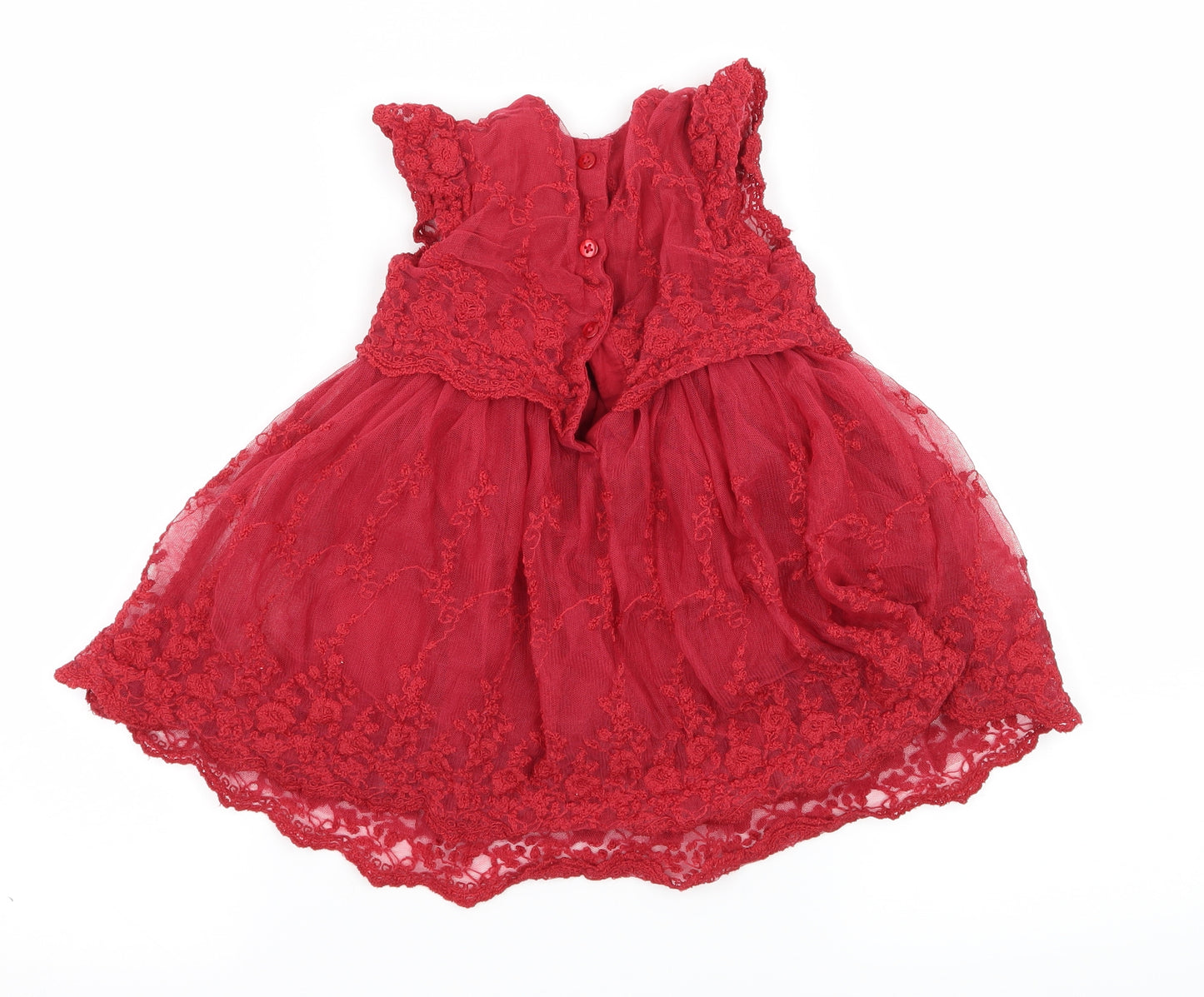 Matalan Girls Red  Lace Fit & Flare  Size 6-9 Months