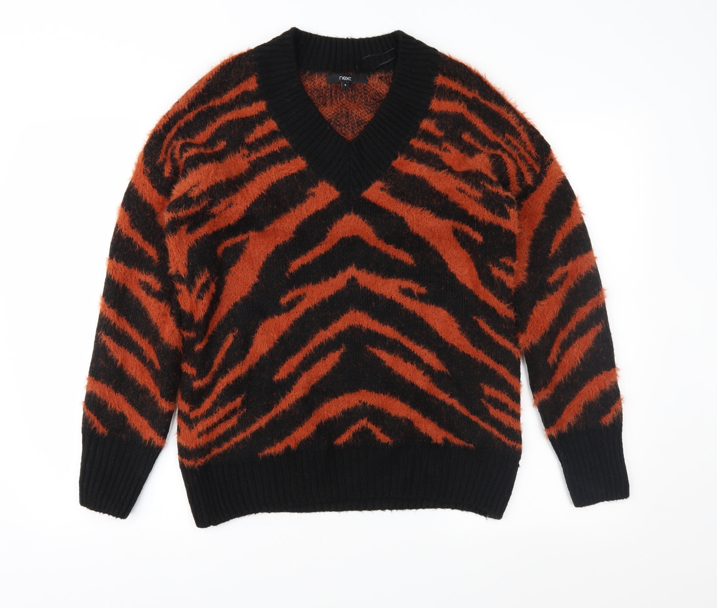 NEXT Womens Orange Animal Print Knit Pullover Jumper Size S