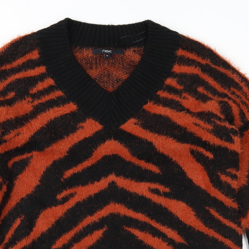 NEXT Womens Orange Animal Print Knit Pullover Jumper Size S