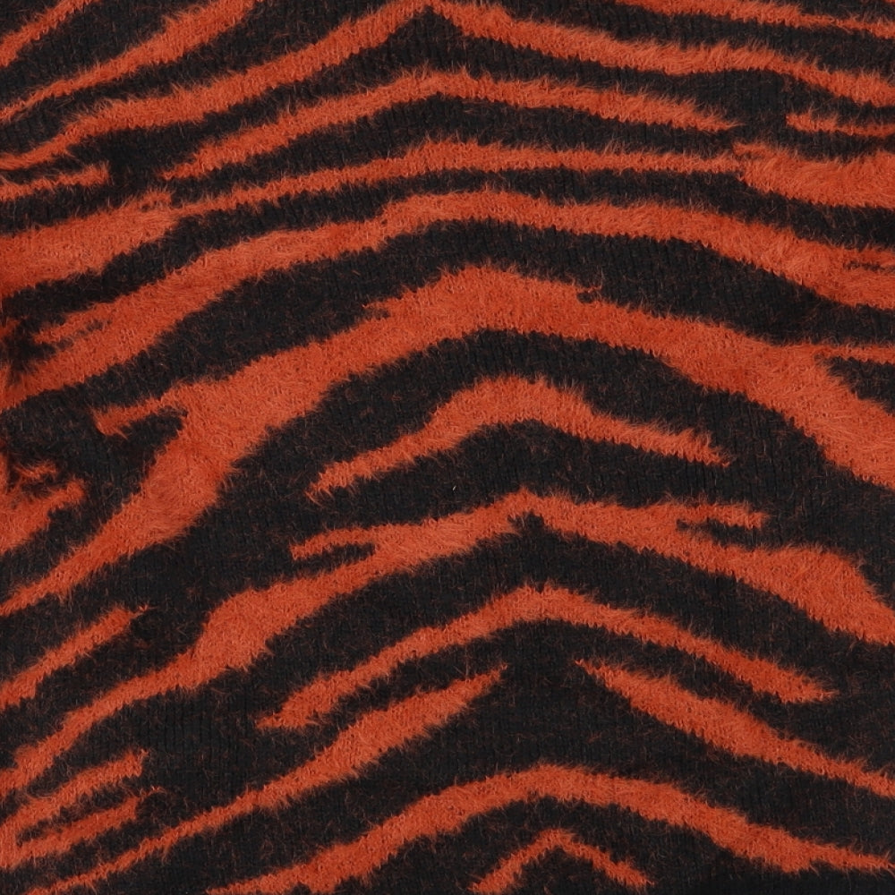 NEXT Womens Orange Animal Print Knit Pullover Jumper Size S