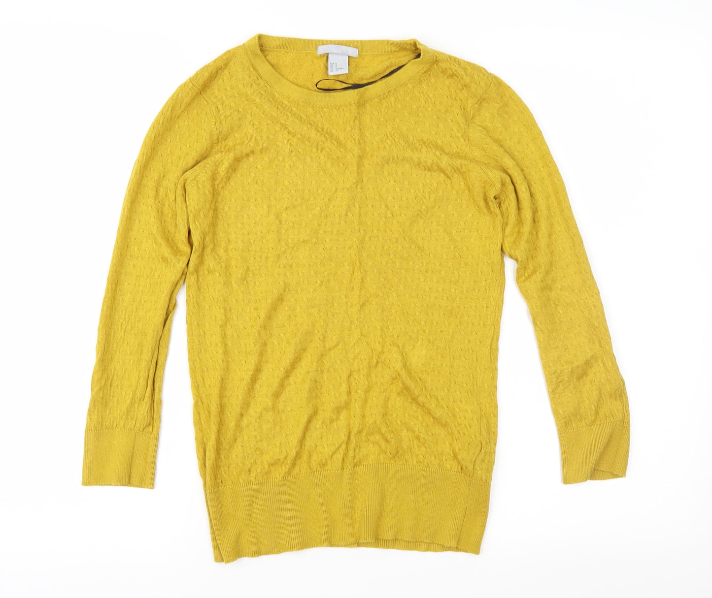 H&M Womens Yellow  Knit Pullover Jumper Size S