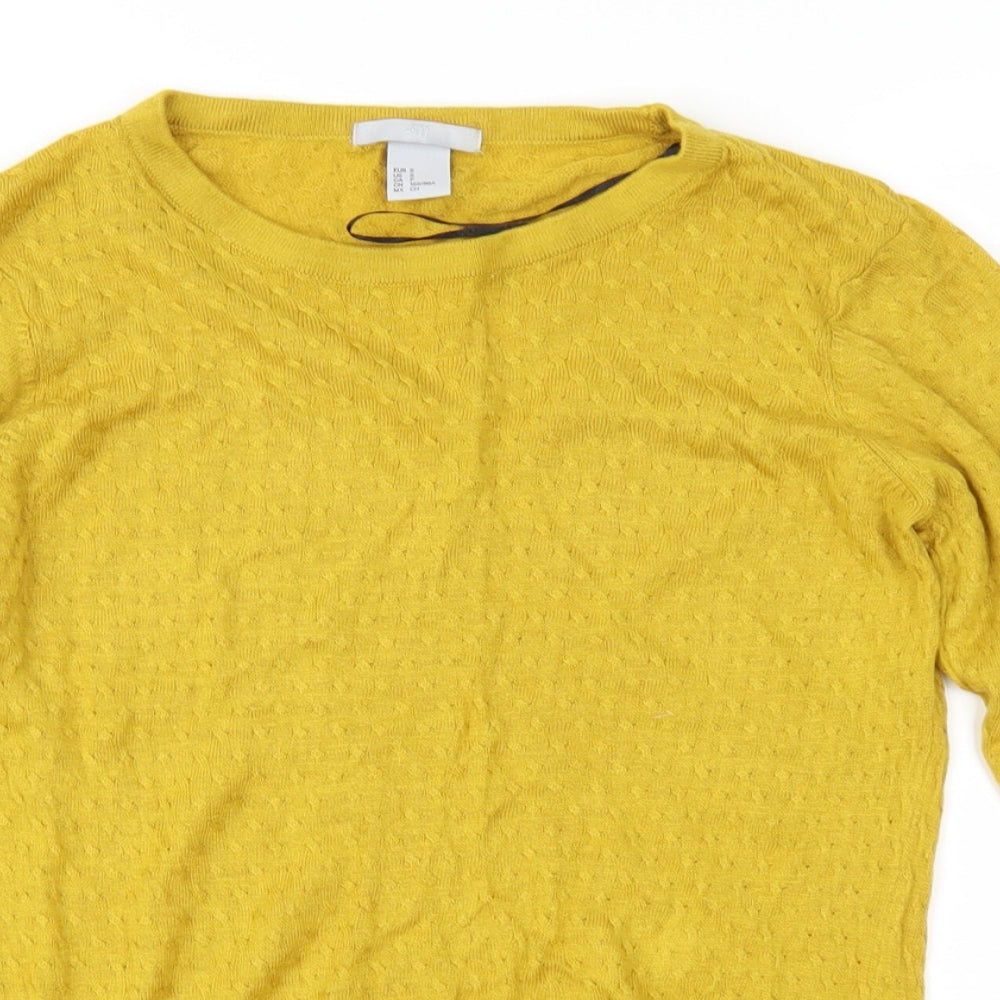 H&M Womens Yellow  Knit Pullover Jumper Size S