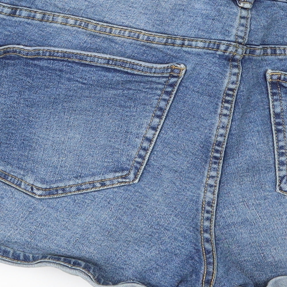 Zara Womens Blue  Denim Hot Pants Shorts Size 12 - Distressed