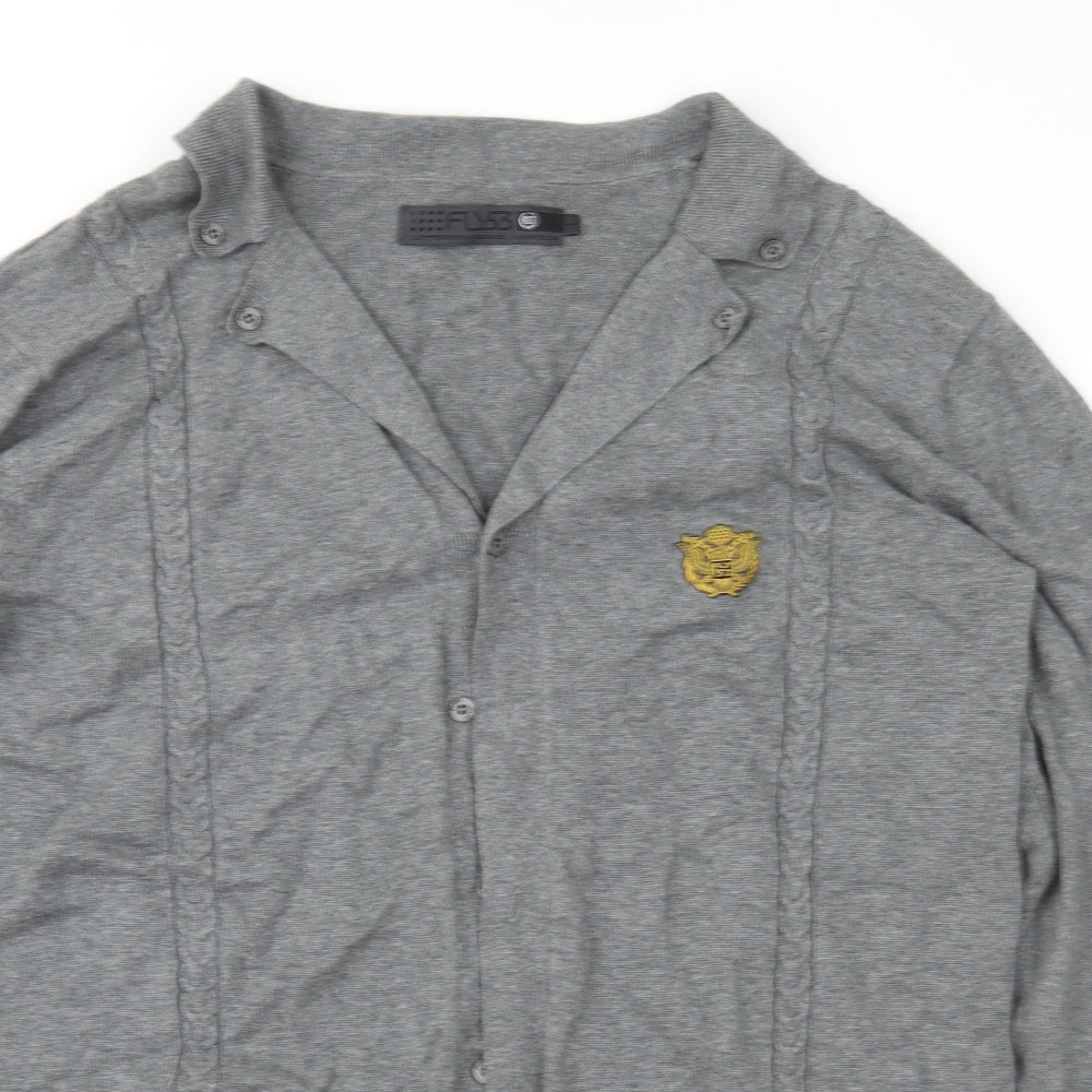 Fly 53 Mens Grey  Knit Cardigan Jumper Size L