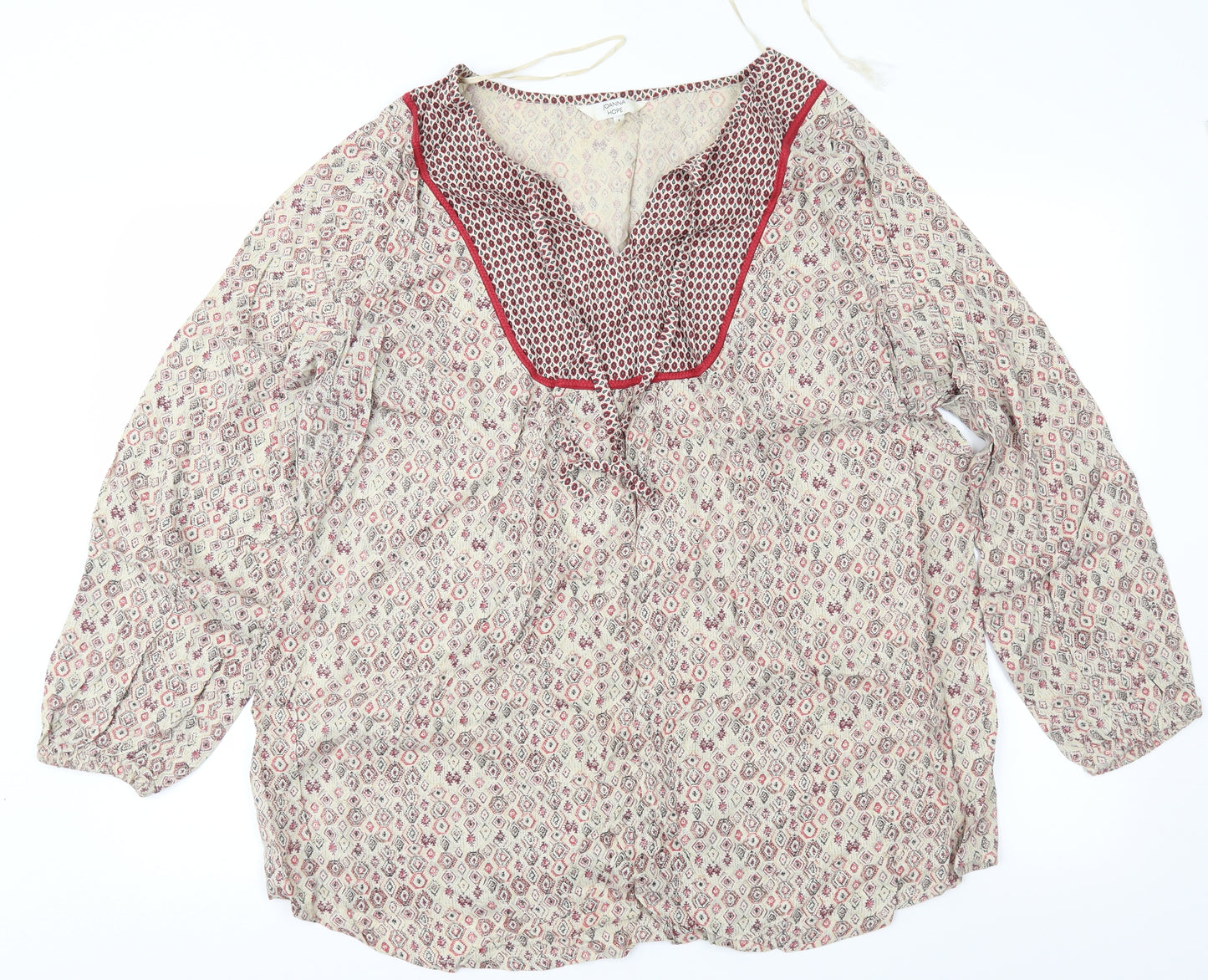 Joanna Hope Womens Brown Geometric  Basic Blouse Size 20
