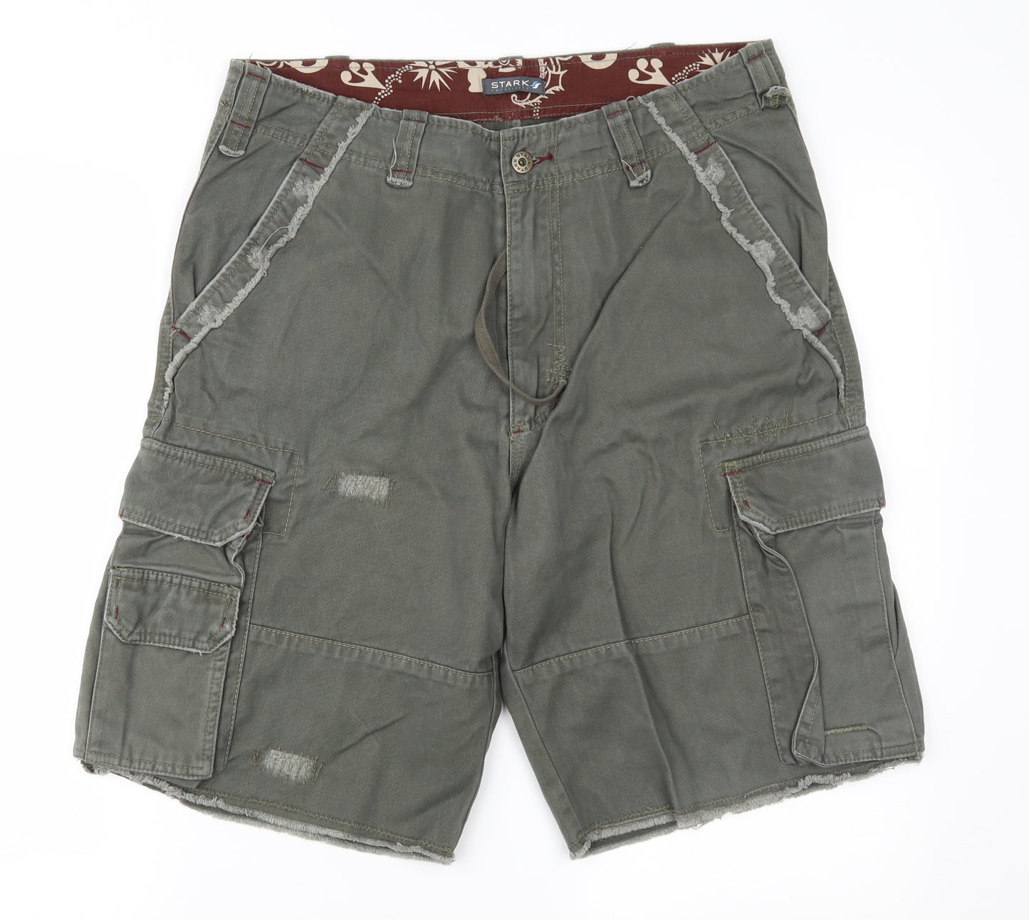 Stark Mens Green   Cargo Shorts Size 34 in