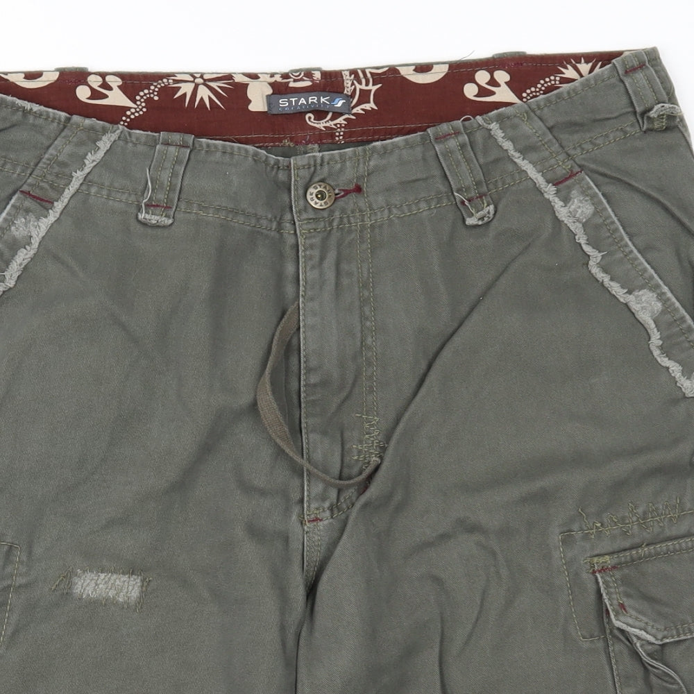 Stark Mens Green   Cargo Shorts Size 34 in