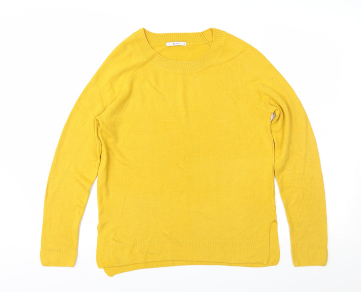 TU Womens Yellow  Knit Pullover Jumper Size 10