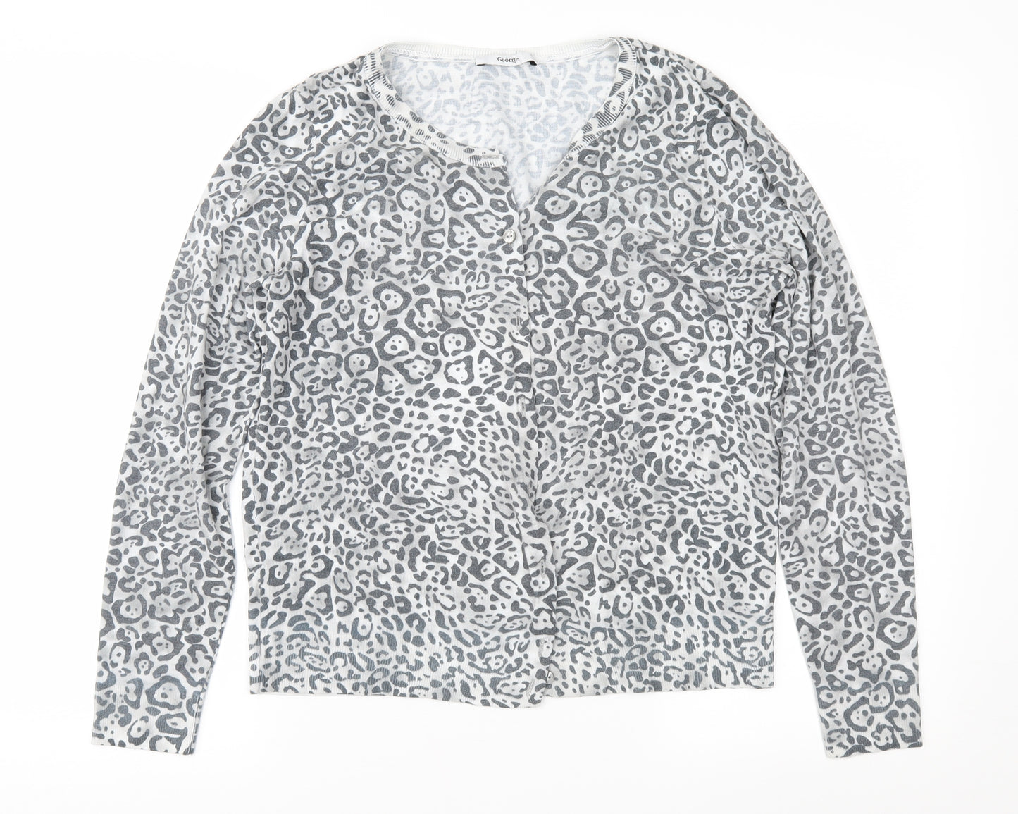 George Womens Grey Animal Print Knit Cardigan Jumper Size 14