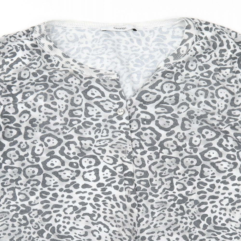 George Womens Grey Animal Print Knit Cardigan Jumper Size 14