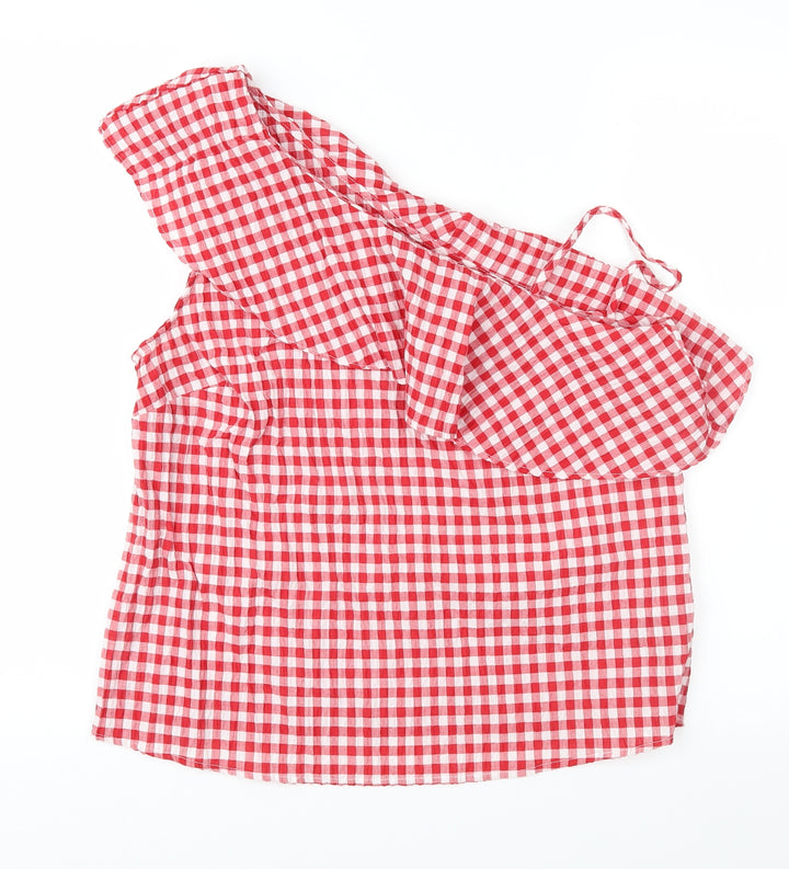 New Look Womens Red Check Basic Blouse Size 14